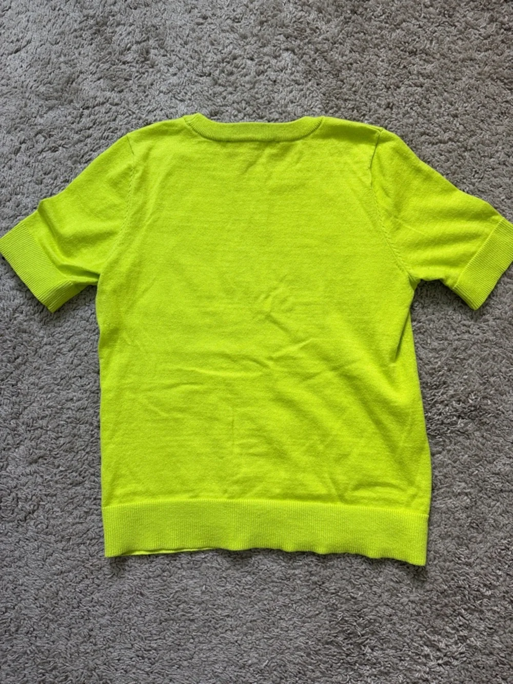 Michael Kors Neon Lime Short Sleeve Knit Top with Studded MK